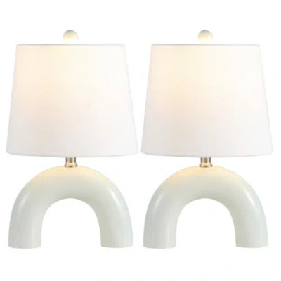 Jonathan Y Zadie 17.75" Scandinavian Minimalist Ceramic Arch Led Table Lamp
