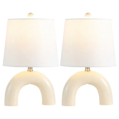 Jonathan Y Zadie 17.75" Scandinavian Minimalist Ceramic Arch Led Table Lamp