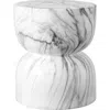 Jonathan Y Zakhai 14.75" Contemporary Modern Marble Glaze Drum Indoor/outdoor Garden Stool In White/gray