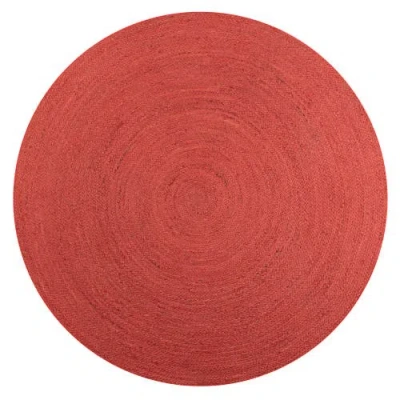 Jonathan Y Zara Braided Coastal Cottage Round Jute Round Area Rug In Red