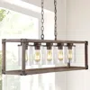 Jonathan Y Zeniba 36" 5-light Linear Adjustable Iron/seeded Glass Rustic Farmhouse Led Pendant