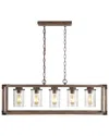 Jonathan Y Zeniba 36in 5-light Linear Adjustable Iron/seeded Glass Rustic Farmhouse Led Pendant In Metallic