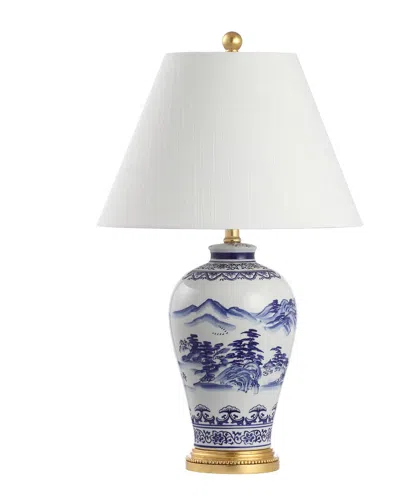 Jonathan Y Zhou Ceramic Iron Traditional Cottage Led Table Lamp In Blue