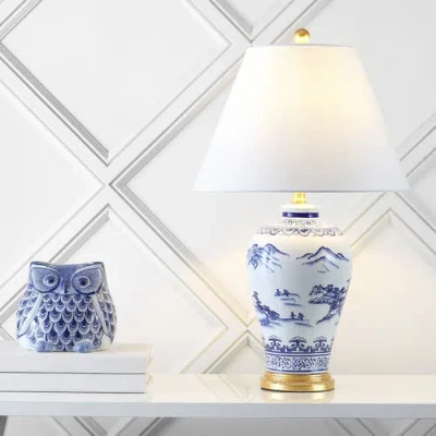 Jonathan Y Zhou Ceramic/iron Traditional Cottage Led Table Lamp In Blue/white