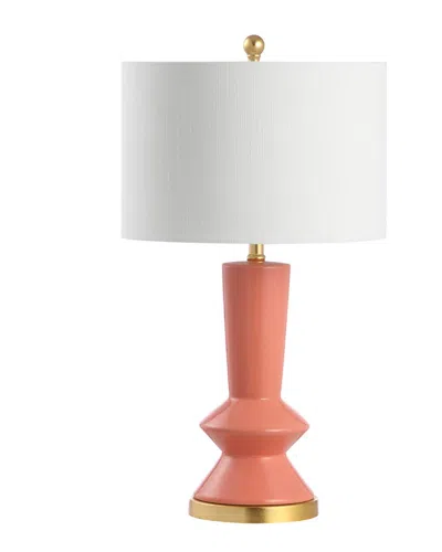 Jonathan Y Ziggy 27 Ceramic Iron Contemporary Glam Led Table Lamp In Orange