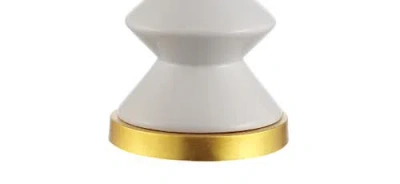 Jonathan Y Ziggy Ceramic/iron Contemporary Glam Led Table Lamp In White/brass Gold