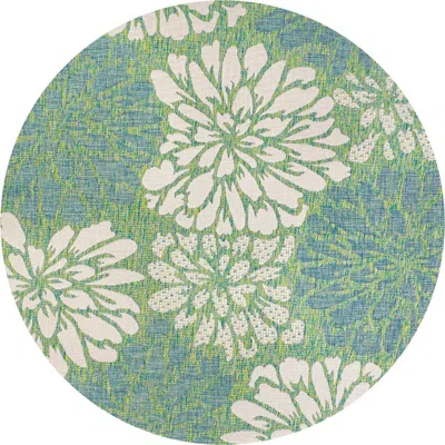 Jonathan Y Zinnia Modern Floral Textured Weave Indoor/outdoor Area Rug In Cream/green