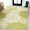 Jonathan Y Zinnia Modern Floral Textured Weave Indoor/outdoor Area Rug In Green/cream