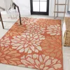 Jonathan Y Zinnia Modern Floral Textured Weave Indoor/outdoor Area Rug In Orange/cream