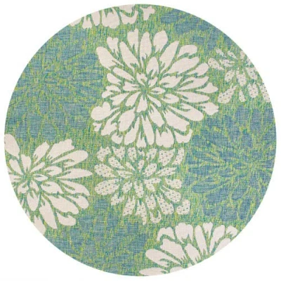 Jonathan Y Zinnia Modern Floral Textured Weave Indoor/outdoor Round Area Rug In Multi