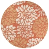 Jonathan Y Zinnia Modern Floral Textured Weave Indoor/outdoor Round Area Rug In Red