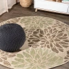 Jonathan Y Zinnia Modern Floral Textured Weave Indoor/outdoor Round Area Rug In Multi