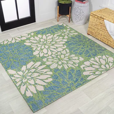 Jonathan Y Zinnia Modern Floral Textured Weave Indoor/outdoor Square Area Rug In Multi