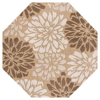 Jonathan Y Zinnia Modern Floral Textured Weave Octagon Indoor/outdoor Area Rug In Neutral