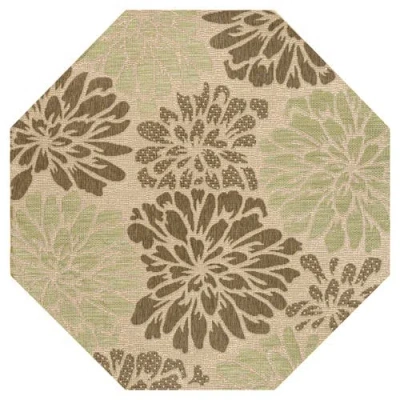 Jonathan Y Zinnia Modern Floral Textured Weave Octagon Indoor/outdoor Area Rug In Neutral