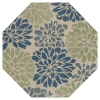 Jonathan Y Zinnia Modern Floral Textured Weave Octagon Indoor/outdoor Area Rug In Blue