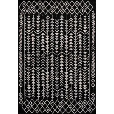 Jonathan Y Ziri Moroccan Geometric Area Rug In Black/cream