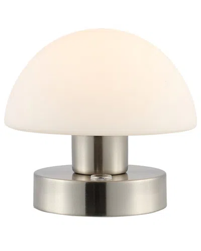 Jonathan Y Zoe 5in Modern Iron Rechargeable Integrated Led Table Lamp In Nickel