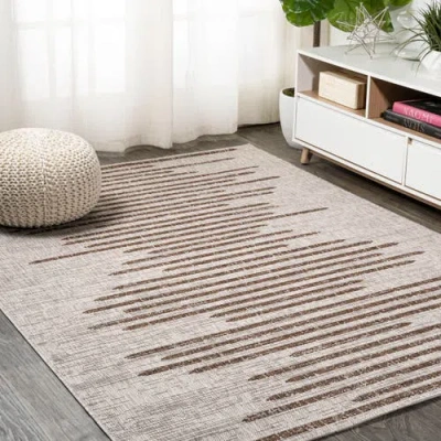 Jonathan Y Zolak Berber Stripe Geometric Indoor/outdoor Area Rug In Neutral