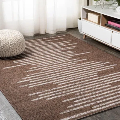 Jonathan Y Zolak Berber Stripe Geometric Indoor/outdoor Area Rug In Brown