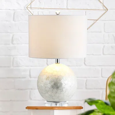 Jonathan Y Zuri 23.5" Capiz Seashell Sphere Led Table Lamp In White