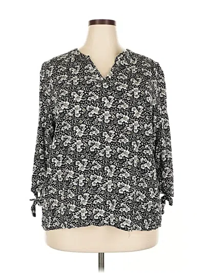 Pre-owned Jones & Co 3/4 Sleeve Blouse In Black