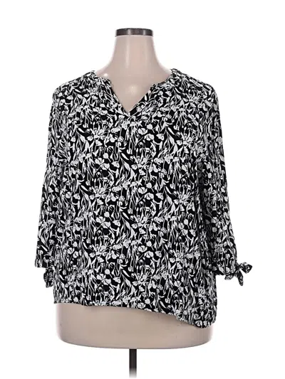 Pre-owned Jones & Co 3/4 Sleeve Blouse In Black