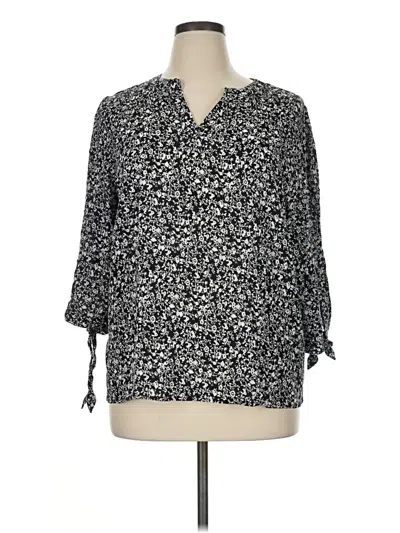 Pre-owned Jones & Co 3/4 Sleeve Blouse In Black