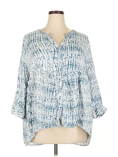 Pre-owned Jones & Co 3/4 Sleeve Blouse In Blue