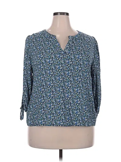 Pre-owned Jones & Co 3/4 Sleeve Blouse In Blue