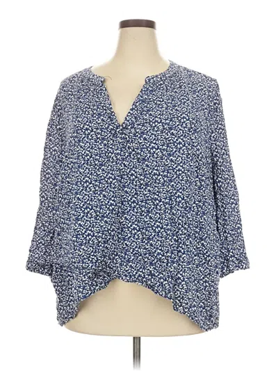 Pre-owned Jones & Co 3/4 Sleeve Blouse In Blue