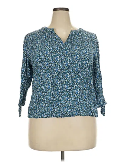 Pre-owned Jones & Co 3/4 Sleeve Blouse In Blue