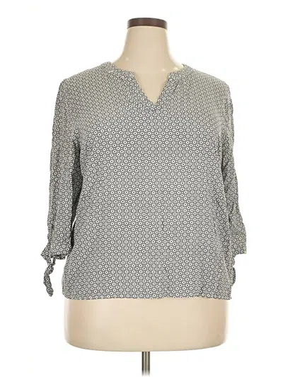Pre-owned Jones & Co 3/4 Sleeve Blouse In Gray