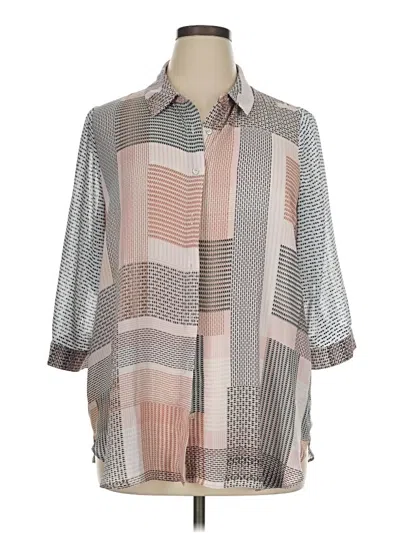 Pre-owned Jones & Co 3/4 Sleeve Blouse In Gray