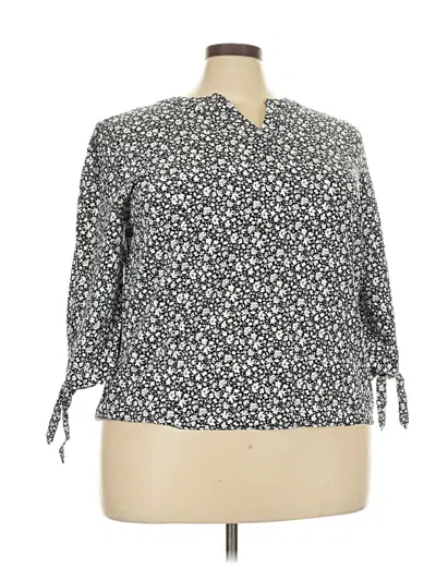 Pre-owned Jones & Co 3/4 Sleeve Blouse In Gray
