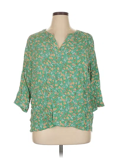 Pre-owned Jones & Co 3/4 Sleeve Blouse In Green