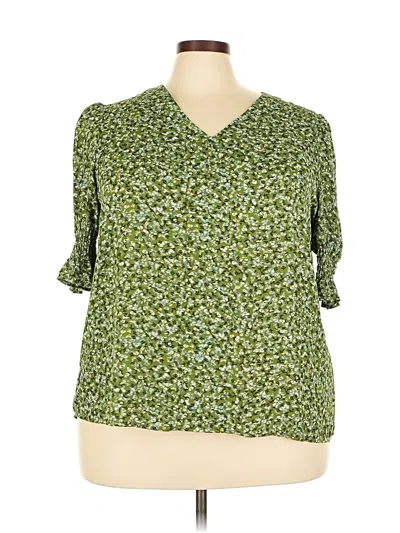 Pre-owned Jones & Co 3/4 Sleeve Blouse In Green
