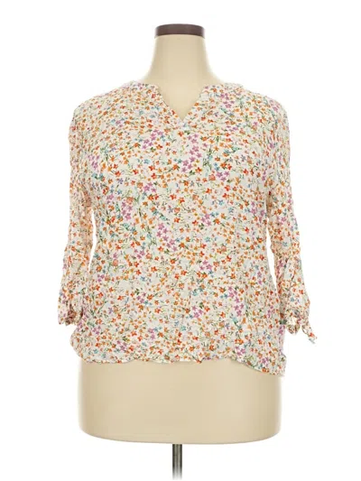 Pre-owned Jones & Co 3/4 Sleeve Blouse In Ivory