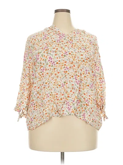 Pre-owned Jones & Co 3/4 Sleeve Blouse In Ivory