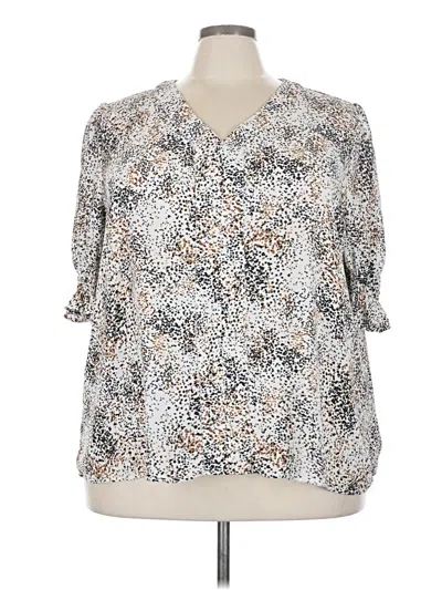 Pre-owned Jones & Co 3/4 Sleeve Blouse In Silver