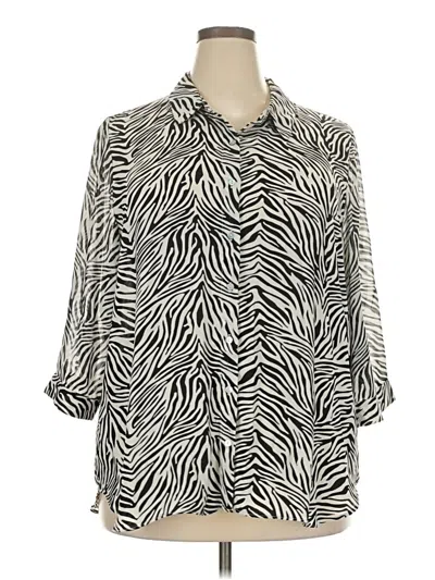 Pre-owned Jones & Co 3/4 Sleeve Blouse In Silver
