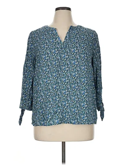 Pre-owned Jones & Co 3/4 Sleeve Blouse In Teal