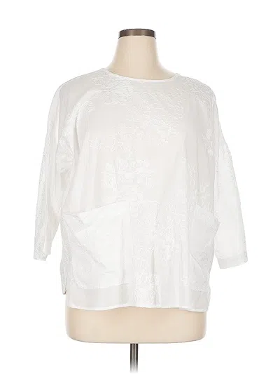 Pre-owned Jones & Co 3/4 Sleeve Blouse In White