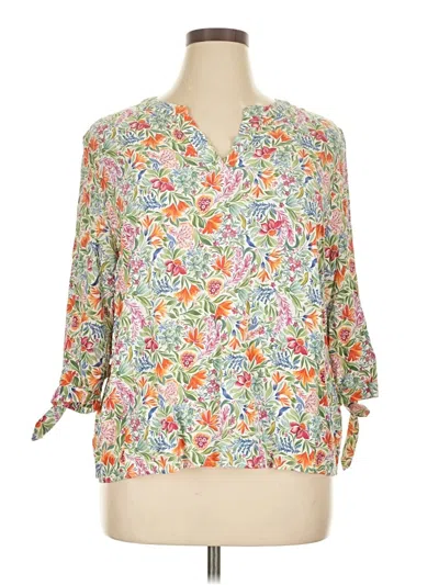 Pre-owned Jones & Co 3/4 Sleeve Blouse In White