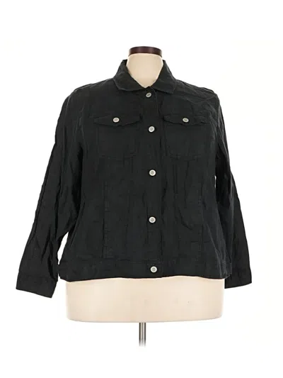 Pre-owned Jones & Co 3/4 Sleeve Button Down Shirt In Black