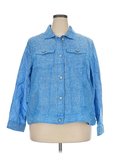 Pre-owned Jones & Co 3/4 Sleeve Button Down Shirt In Blue