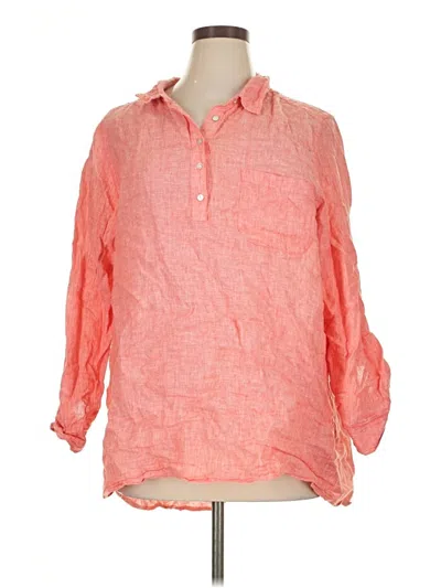 Pre-owned Jones & Co 3/4 Sleeve Button Down Shirt In Pink