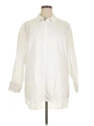 Pre-owned Jones & Co 3/4 Sleeve Button Down Shirt In White
