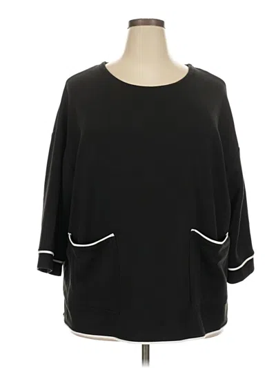 Pre-owned Jones & Co 3/4 Sleeve Top Black Boatneck Tops