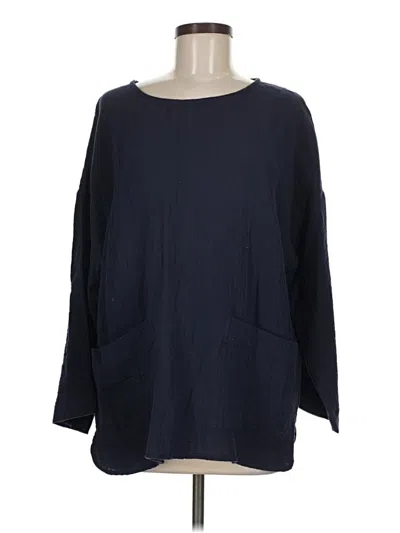 Pre-owned Jones & Co 3/4 Sleeve Top Blue Boatneck Tops